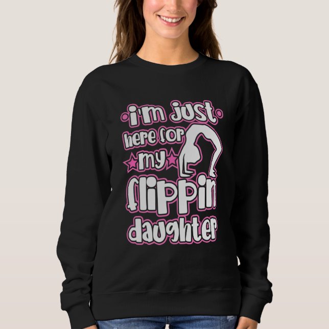 Gymnast Mama oder Vater Flippin Tochter Silhouette Sweatshirt (Vorderseite)
