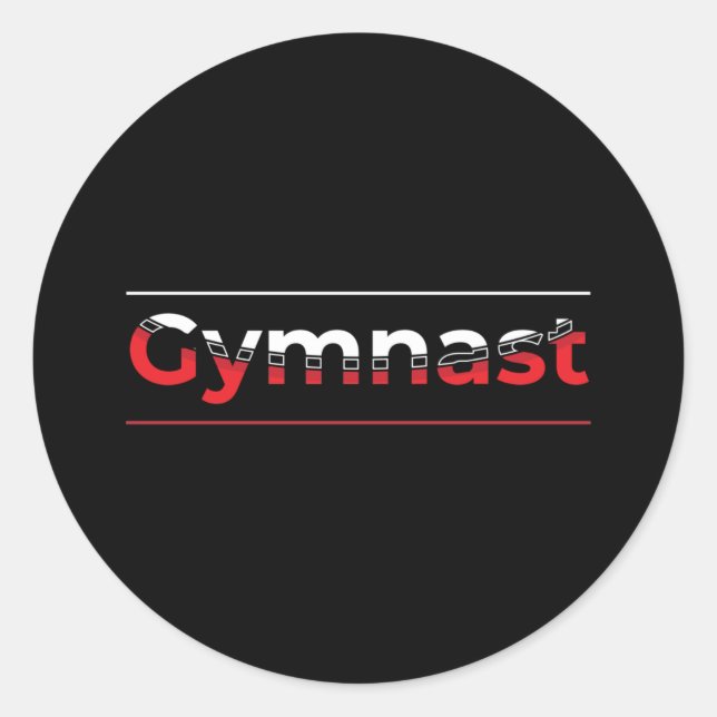 Gymnast - Minimalistisch Moderne Gymnastik - Wort Runder Aufkleber (Vorderseite)