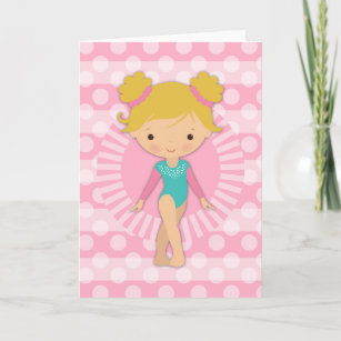 Gymnast - Niedliche Gymnastik Pink Aqua Blonde Karte