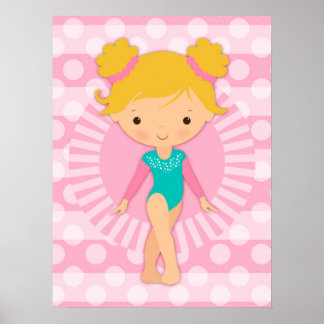 Gymnast - Niedliche Gymnastik Pink Aqua Blonde Poster