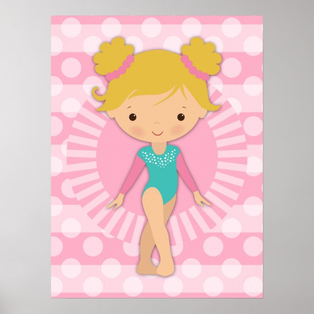 Gymnast - Niedliche Gymnastik Pink Aqua Blonde Poster (Vorne)