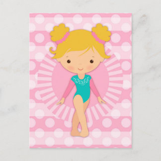 Gymnast - Niedliche Gymnastik Pink Aqua Blonde Postkarte