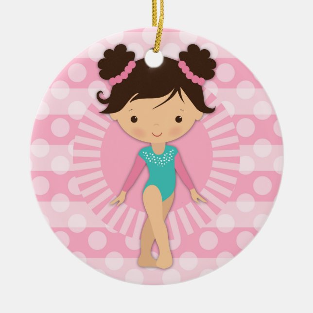 Gymnast - Niedliche Gymnastik Rosa Türkis Keramik Ornament (Vorne)