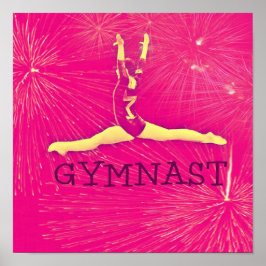Gymnast Poster - Rosa Feuerwerk Split-Jump