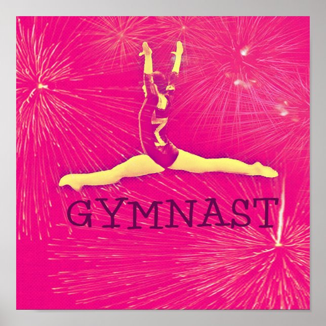 Gymnast Poster - Rosa Feuerwerk Split-Jump (Vorne)