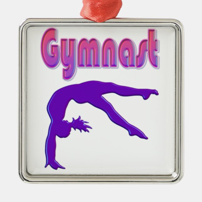 Gymnast Power Tumbling Lila Metallic Ornament Aus Metall (Vorne)