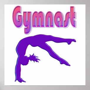 Gymnast Power Tumbling Lila Metallic Poster