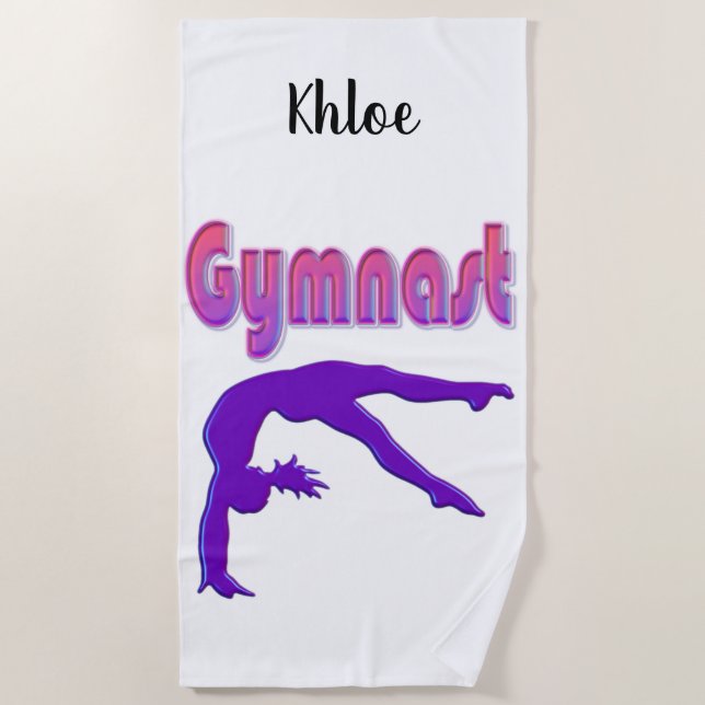 Gymnast Power Tumbling Lila Metallic Strandtuch (Vorderseite)