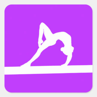 Gymnast-Silhouette Aufkleber Lila