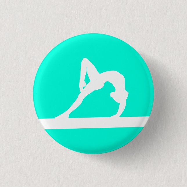Gymnast Silhouette Button Türkis (Vorderseite)