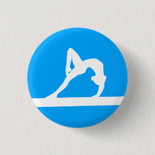 Gymnast-Silhouette-Knopf-Blau Button