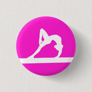 Gymnast-Silhouette-Knopf-Rosa Button