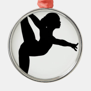 Gymnast-Silhouette Silbernes Ornament