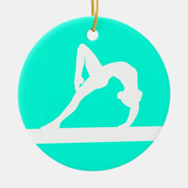 Gymnast-Silhouette-Verzierungs-Türkis Keramikornament (Vorne)