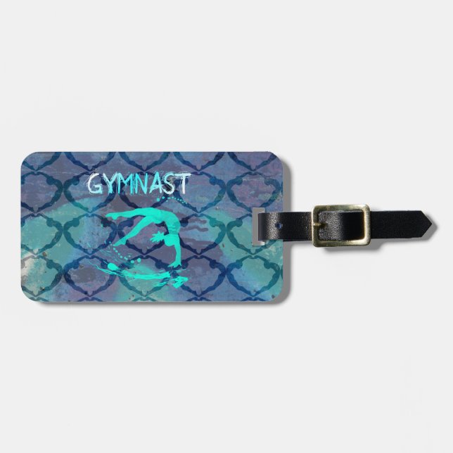 Gymnast-Stammes- Muster-Blau Gepäckanhänger (Vorderseite horizontal)