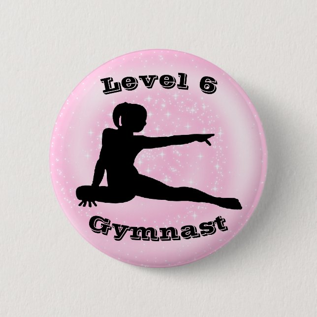 Gymnast Stufe 6 - Gymnastikschaltfläche für Mädche Button (Vorderseite)