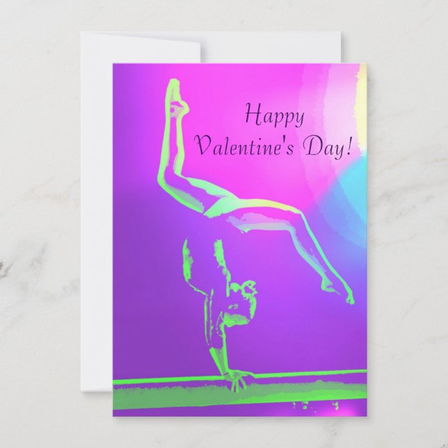 Gymnast-Valentinstag-Karte Feiertagskarte (Vorderseite)