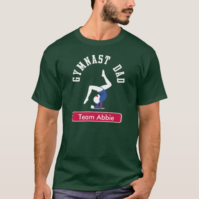Gymnast-Vater-kundenspezifische Dunkelheit T-Shirt (Vorderseite)