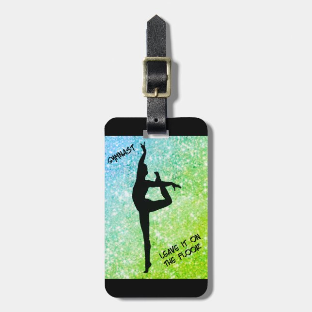 Gymnast Verließ es auf dem Boden Personalisiert gr Gepäckanhänger (Vorderseite vertikal)