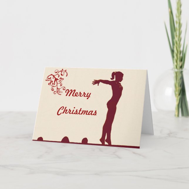 Gymnast-Weihnachtskarte Feiertagskarte (Vorderseite)