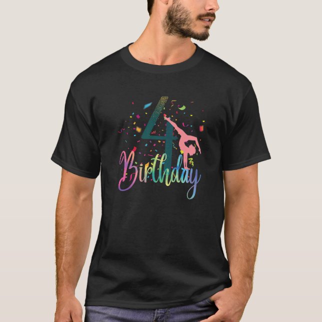 Gymnasten Little Four Birthday Party Dreh Jump Tum T-Shirt (Vorderseite)