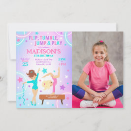 Gymnastics Birthday Photo Invitation Einladung