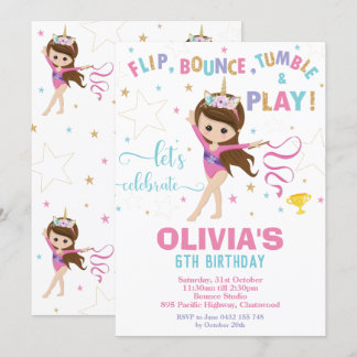Gymnastics Birthday Unicorn Girl Gymnastics Party Einladung