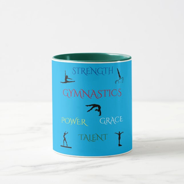 GYMNASTICS BLAU / GRÜNE ZWEI TASSE. TASSE (Zentrum)