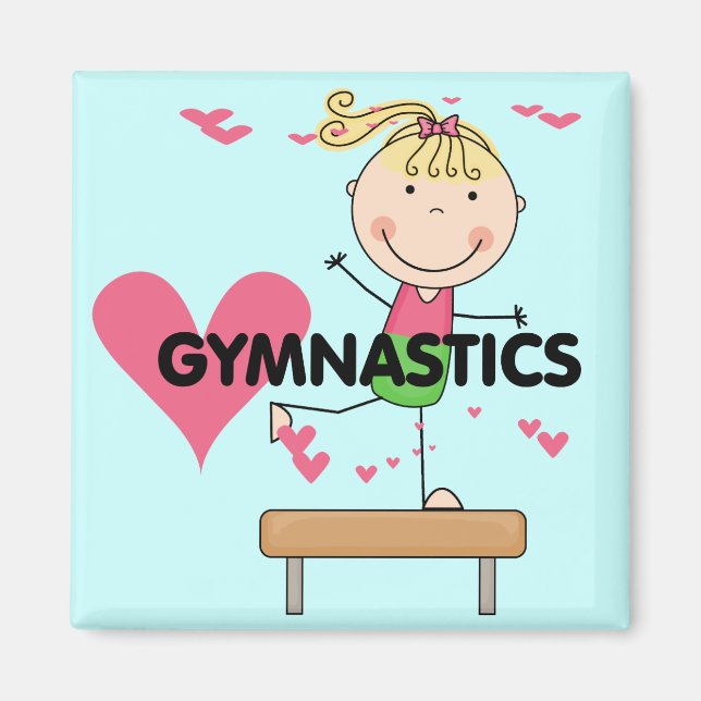 GYMNASTICS - Blond Girl Balance Beam Tshirts Magnet (Vorne)