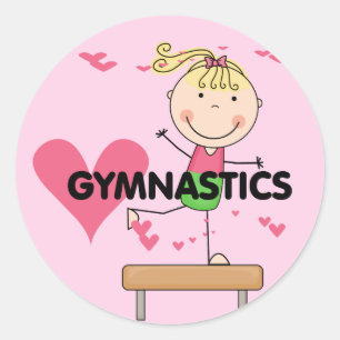 GYMNASTICS - Blond Girl Balance Beam Tshirts Runder Aufkleber