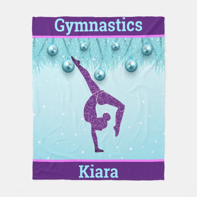 Gymnastics Christmas Purple Aqua Personalized    Fleecedecke (Vorderseite)