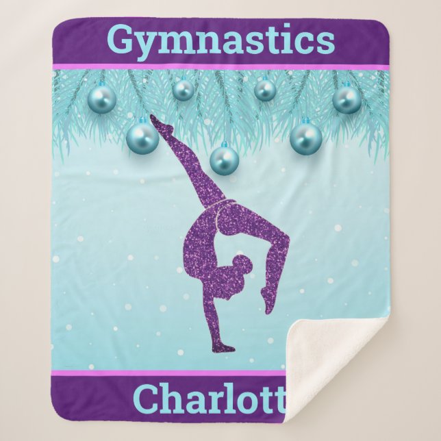 Gymnastics Christmas Purple Aqua Personalized  Sherpadecke (Vorderseite)