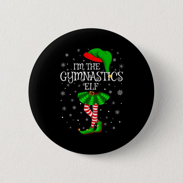 Gymnastics Elf Christmas Matching Family Women Gir Button (Vorderseite)