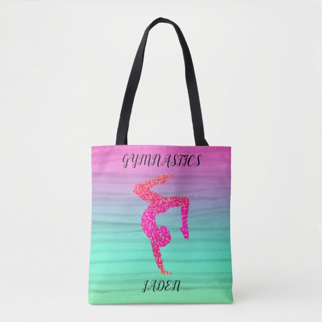GYMNASTICS FARBFARBIGE TOTE BAG PERSONALISIERT. (Vorderseite)