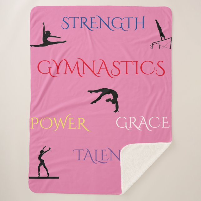 GYMNASTICS GROSSE FLEECE SHERPA BLANKET IN PINK. SHERPADECKE (Vorderseite)