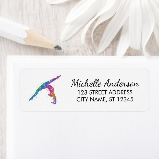 Gymnastics Gymnast Sparkly Glitter Return Address  (Insitu)