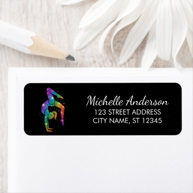 Gymnastics Gymnast Sparkly Glitter Return Address  (Insitu)