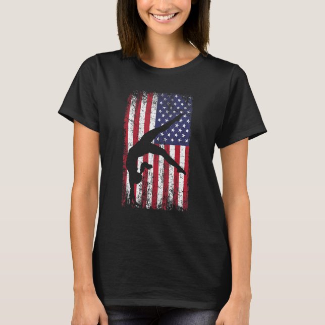 Gymnastics gymnastics coach US flag gymnsatics des T-Shirt (Vorderseite)