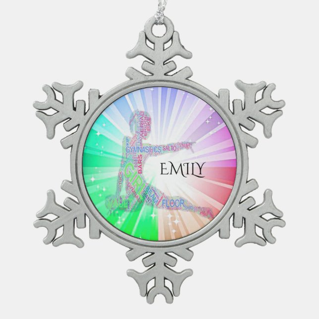 GYMNASTICS "Helle LICHGHTS" SCHNEEFLAKE BAUMORNATI Schneeflocken Zinn-Ornament (Vorderseite)