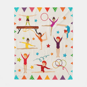 GYMNASTICS-MÄDCHEN-KLIPARTQUILT FLEECEDECKE