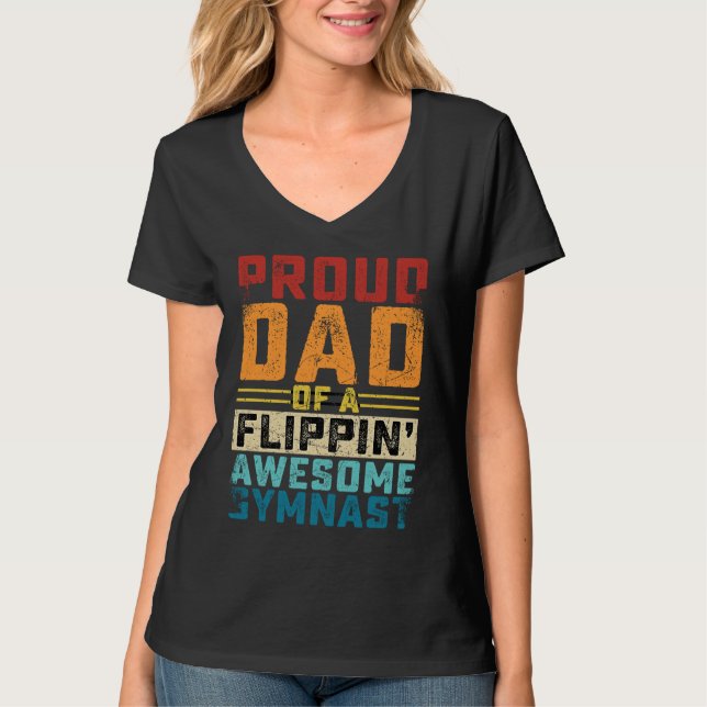 Gymnastics men Dad Of Awesome Gymnast Dance Father T-Shirt (Vorderseite)