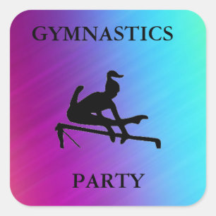 GYMNASTICS PARTY SQUARE STICKER