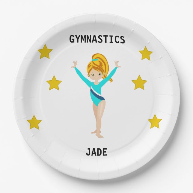  GYMNASTICS PARTY TELLER FÜR MÄDCHEN PERSONALISIER (Vorderseite)
