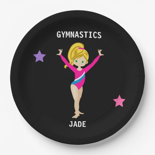 GYMNASTICS PARTY TELLER FÜR MÄDCHEN PERSONALISIERT (Vorderseite)
