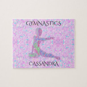 GYMNASTICS Pastellpuzzle mit personalisiertem Name Puzzle