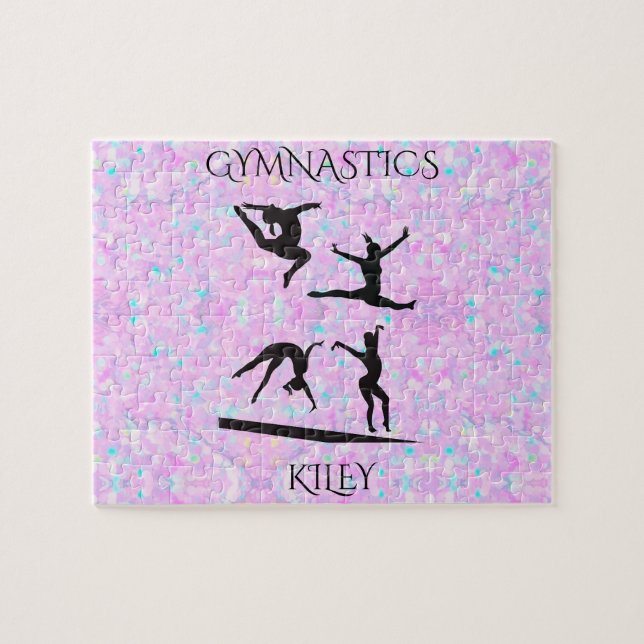 GYMNASTICS Pastellpuzzle mit personalisiertem Name Puzzle (Horizontal)