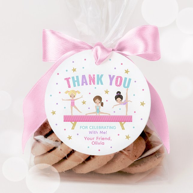 Gymnastics Pink Birthday Party Geschenkanhänger (Gymnastics Party Favor Tag)