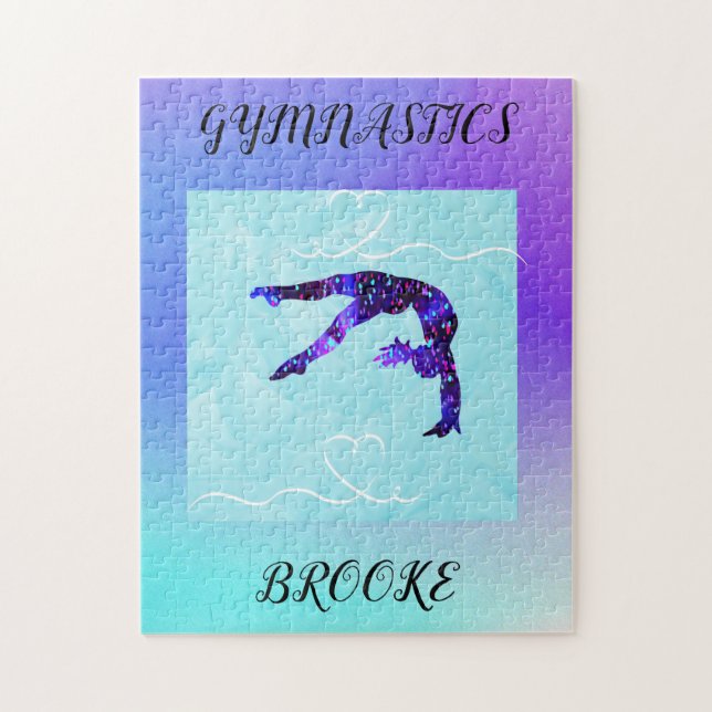 GYMNASTICS PUZZLE mit Gymnast & individuelle Name. (Vertikal)