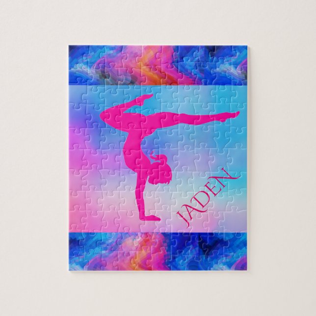 "GYMNASTICS" Puzzle mit individuelle Name. (Vertikal)