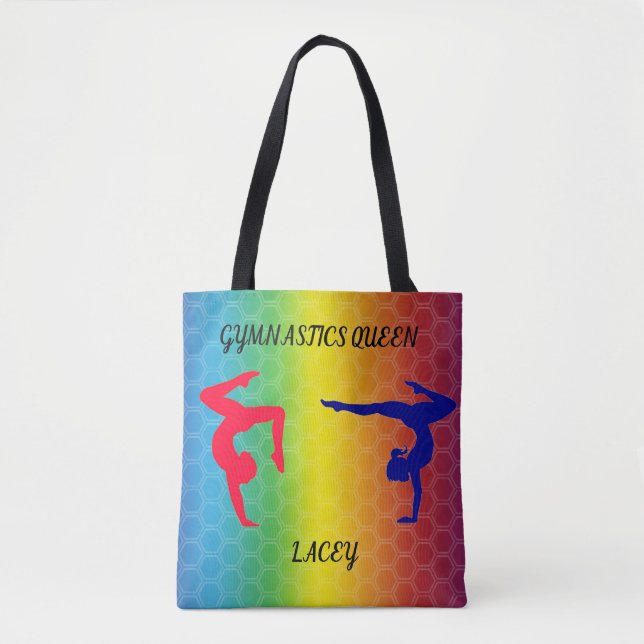 "GYMNASTICS QUEEN" TOTE BAG, PERSONALISIERTER NAME (Vorderseite)
